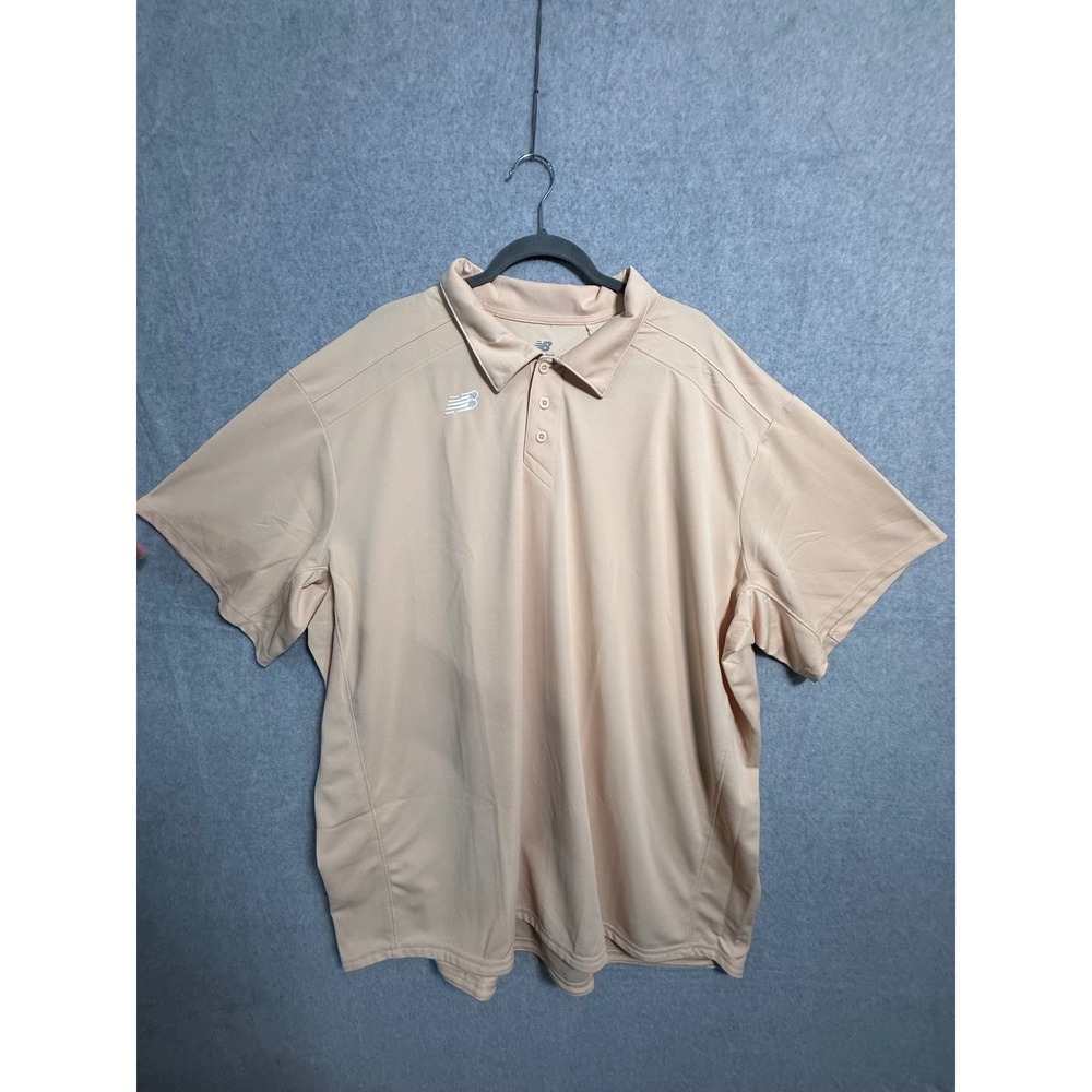 New Balance Mens 4XL Short Sleeve Polo Shirt Tan Peach Athletic Golf Top 0070